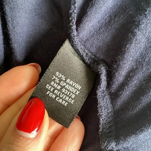 Premise Studio Open Navy Blue Ruched Sleeve Flowy Quarter Sleeve Cardigan Size S - Picture 8 of 8